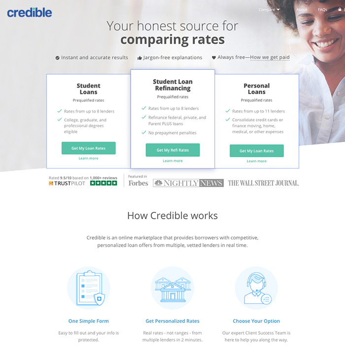 Credible Student Loan Refinance screenshot