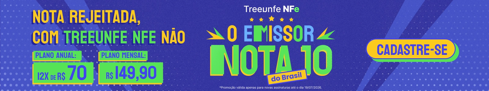 Banner Nota rejeitada, com o Treeunfe NFe não