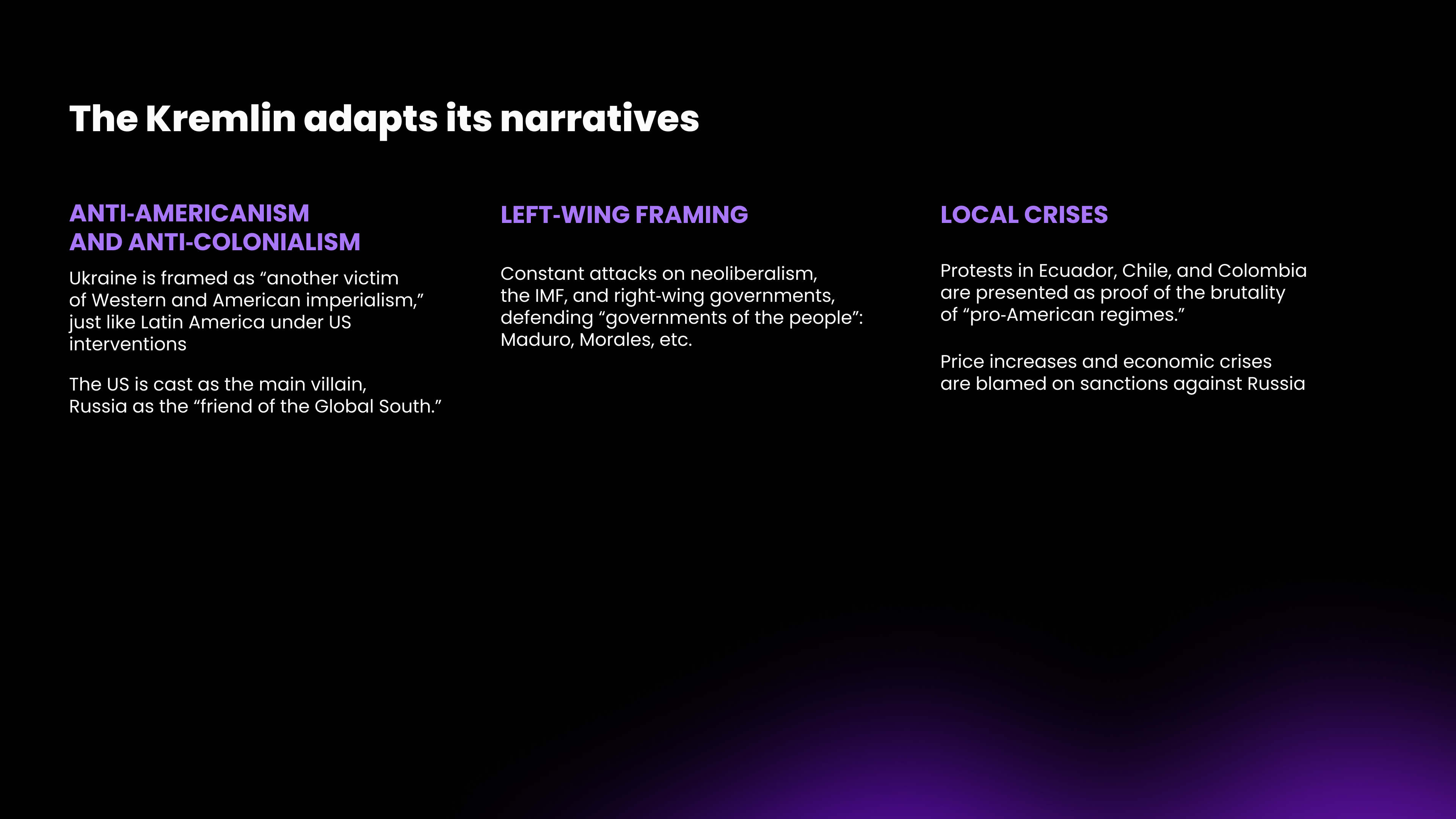 The Kremlin adapts its narratives