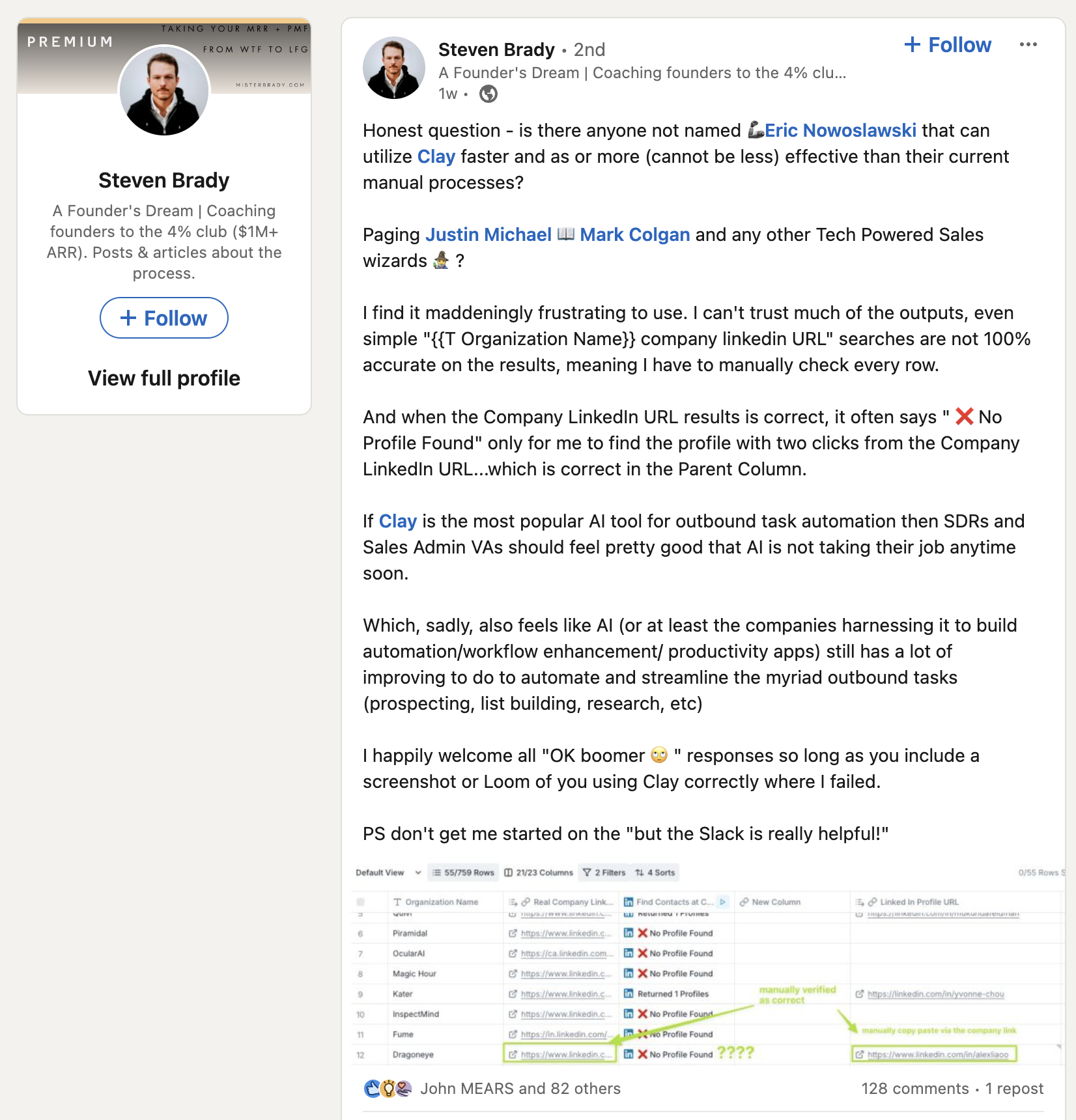 linkedin post steven brady