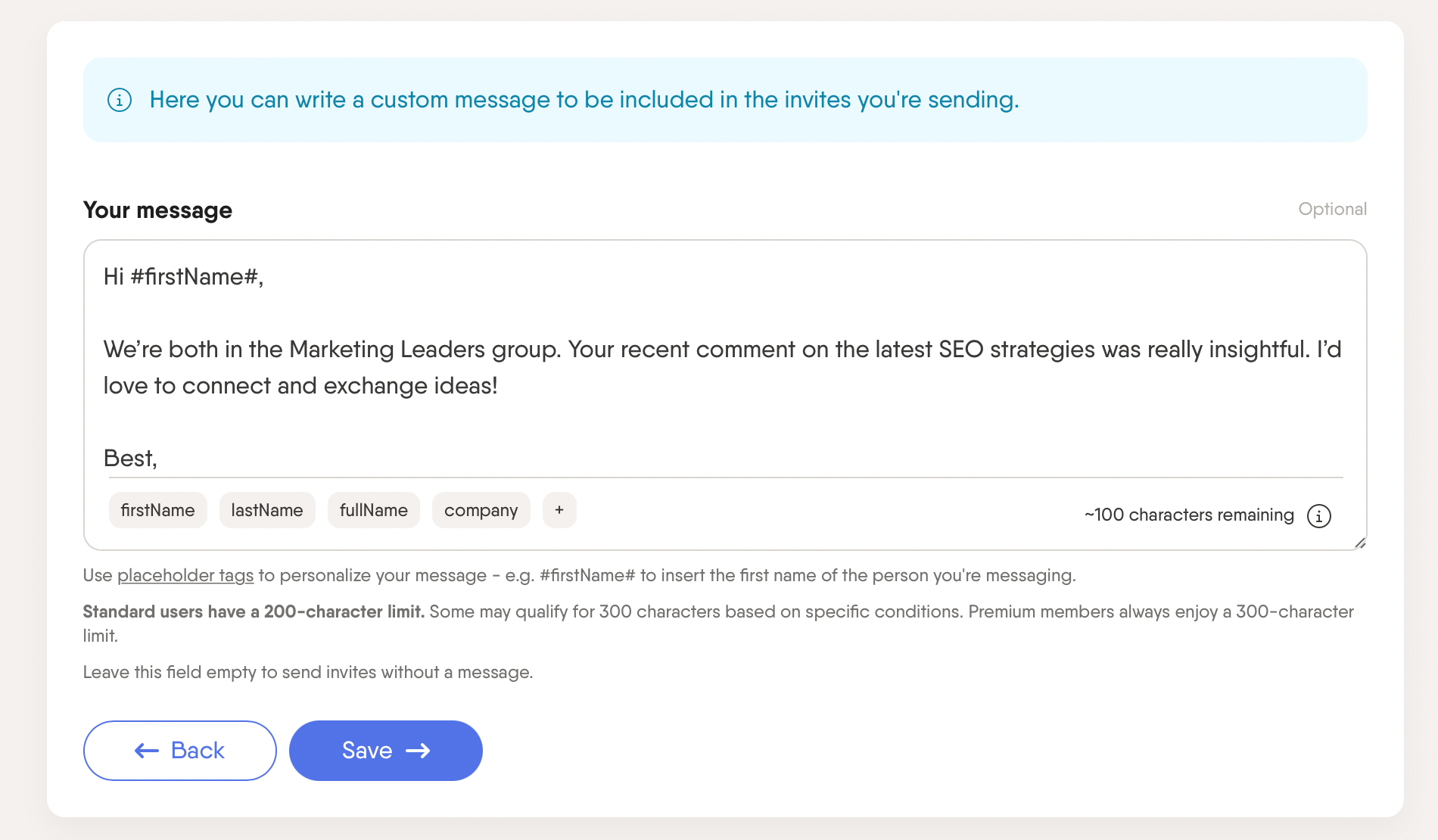 linkedin connection message example 2
