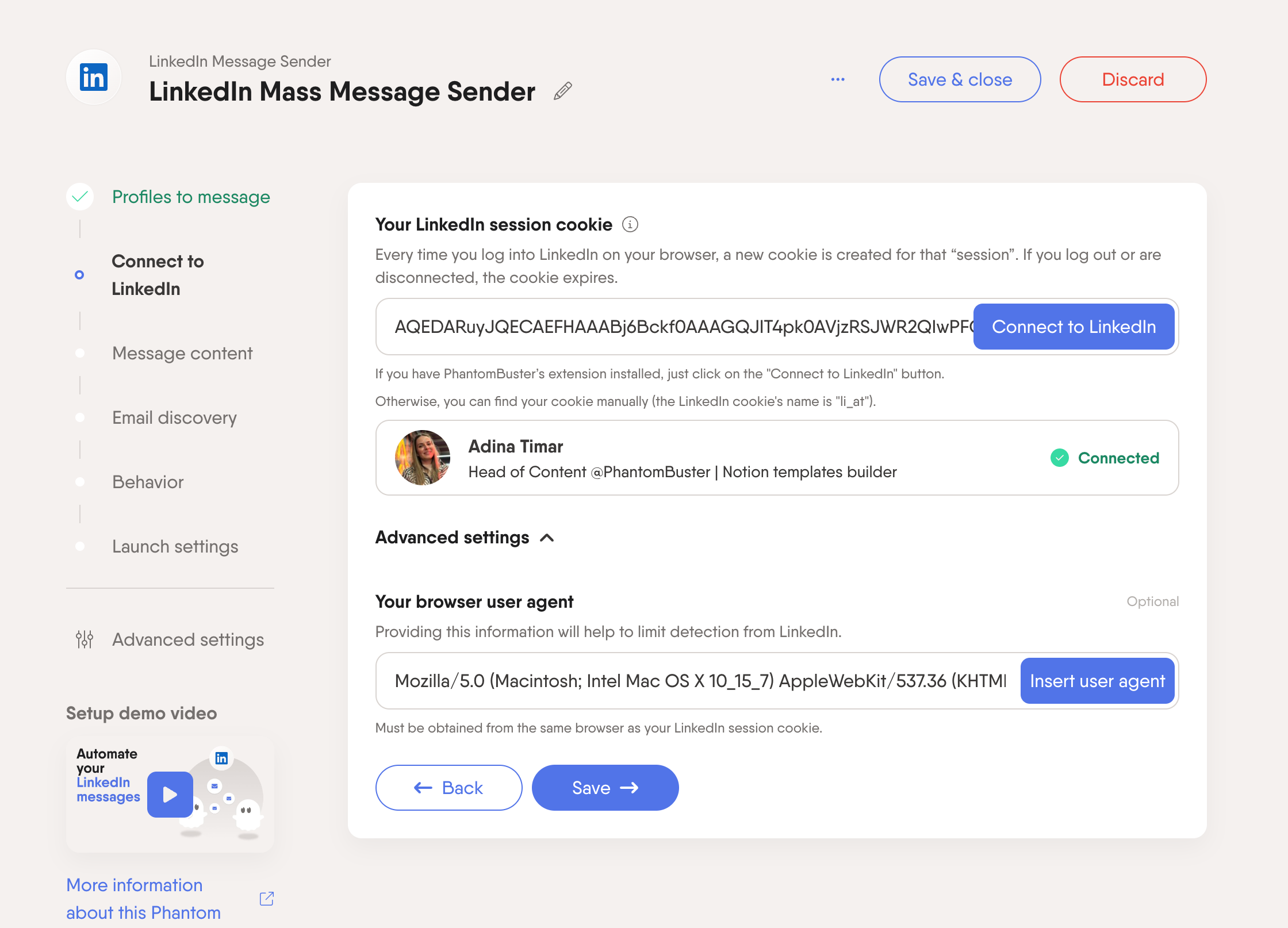 linkedin mass message sender phantom linkedin connect cookie