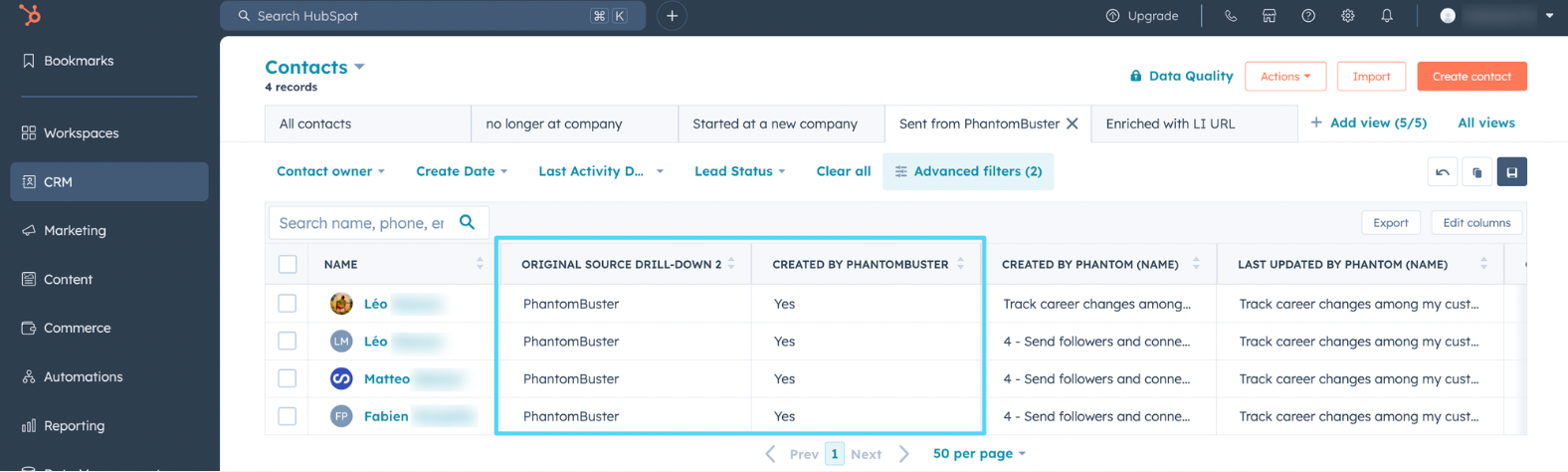 hubspot job career changes phantom results