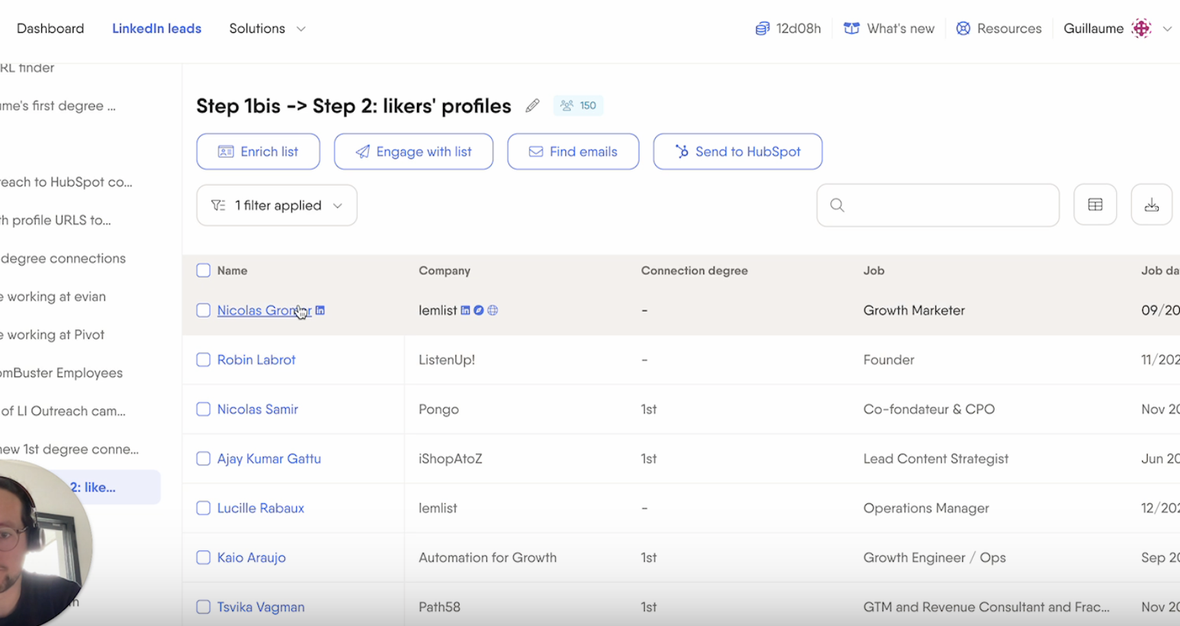 lead list linkedin post likers