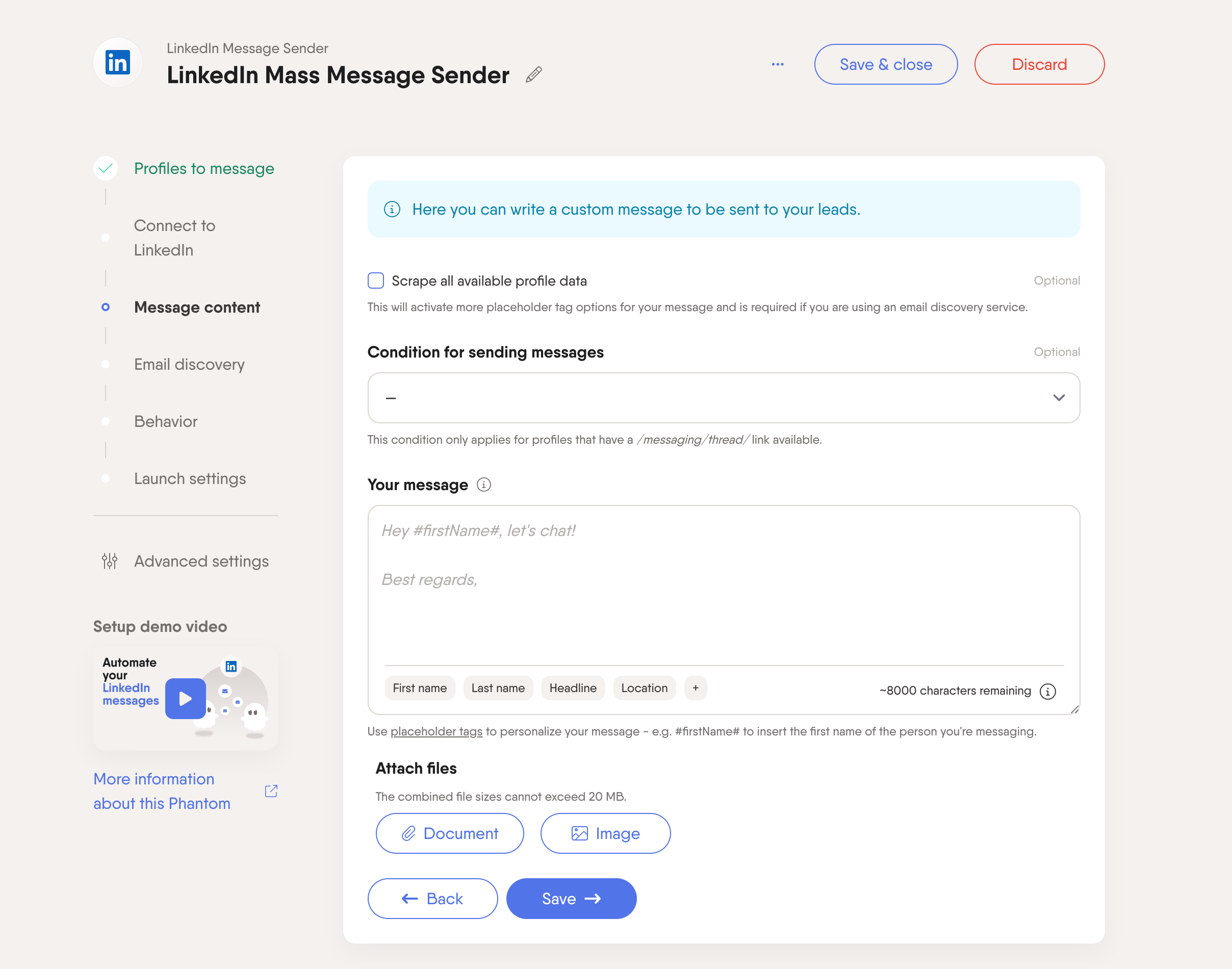 linkedin mass message sender message personalization