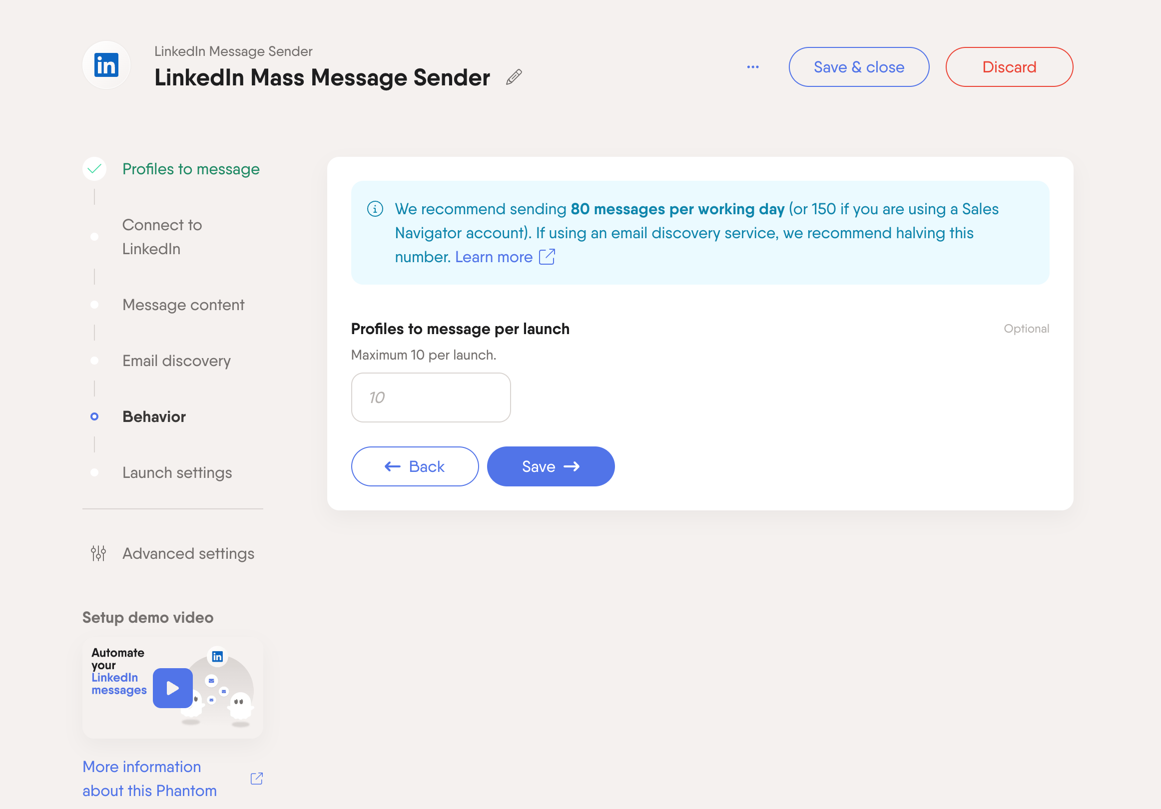 linkedin mass message sender phantom limits