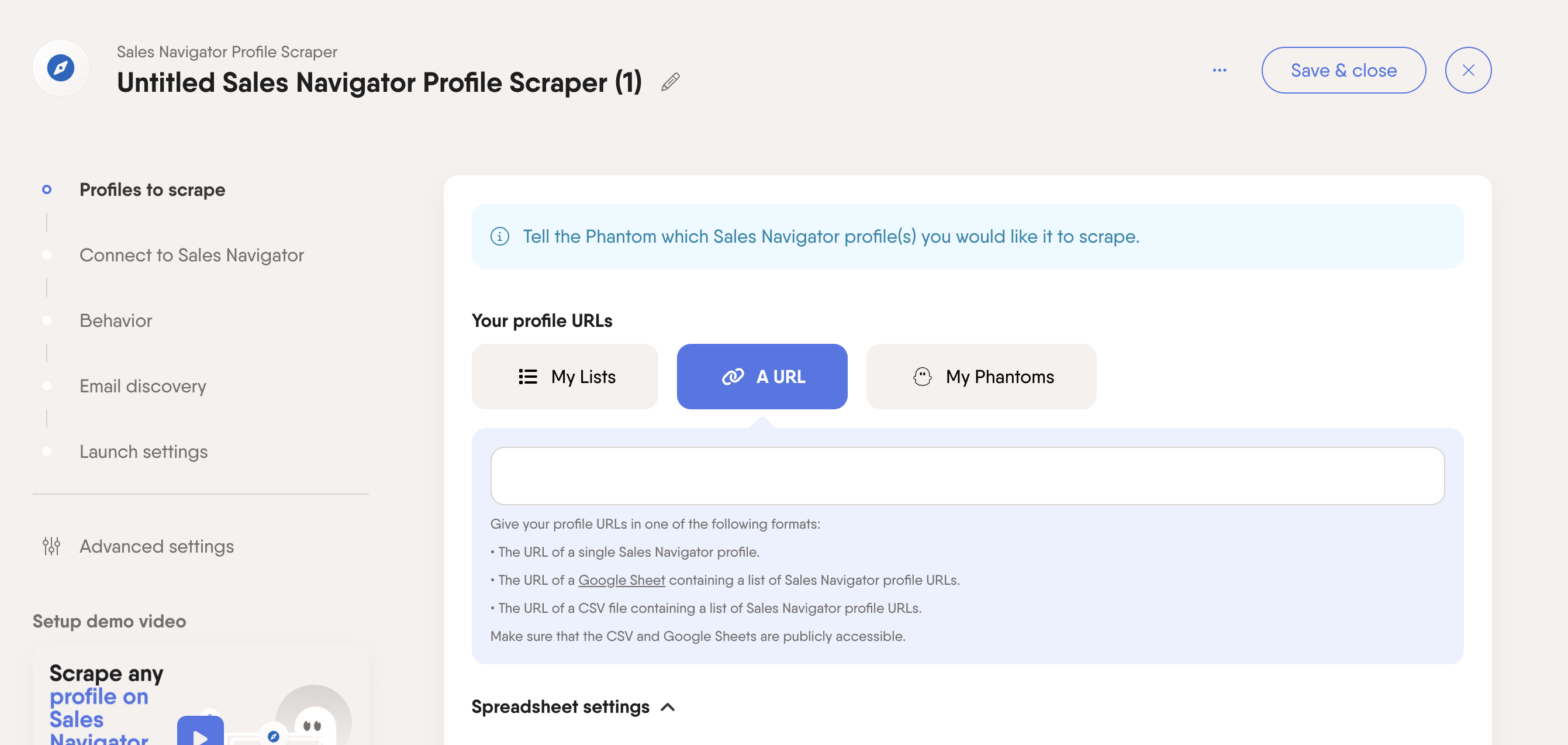 sales navigator profile scraper phantom