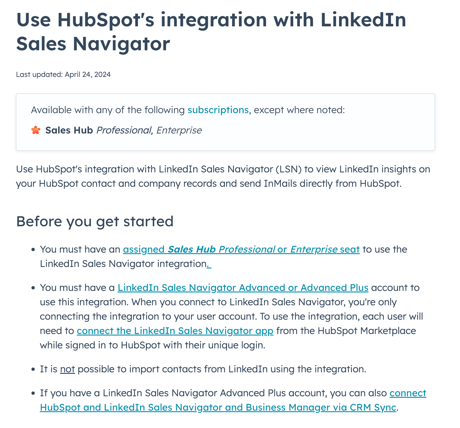 hubspot linkedin intgration
