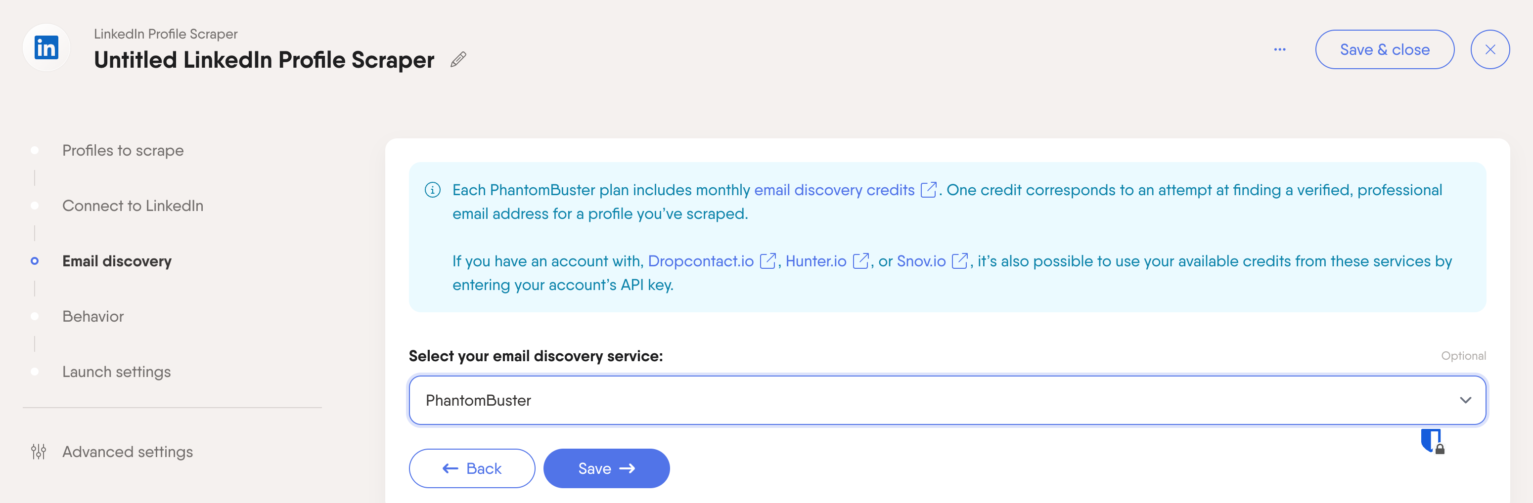 email credits phantombuster