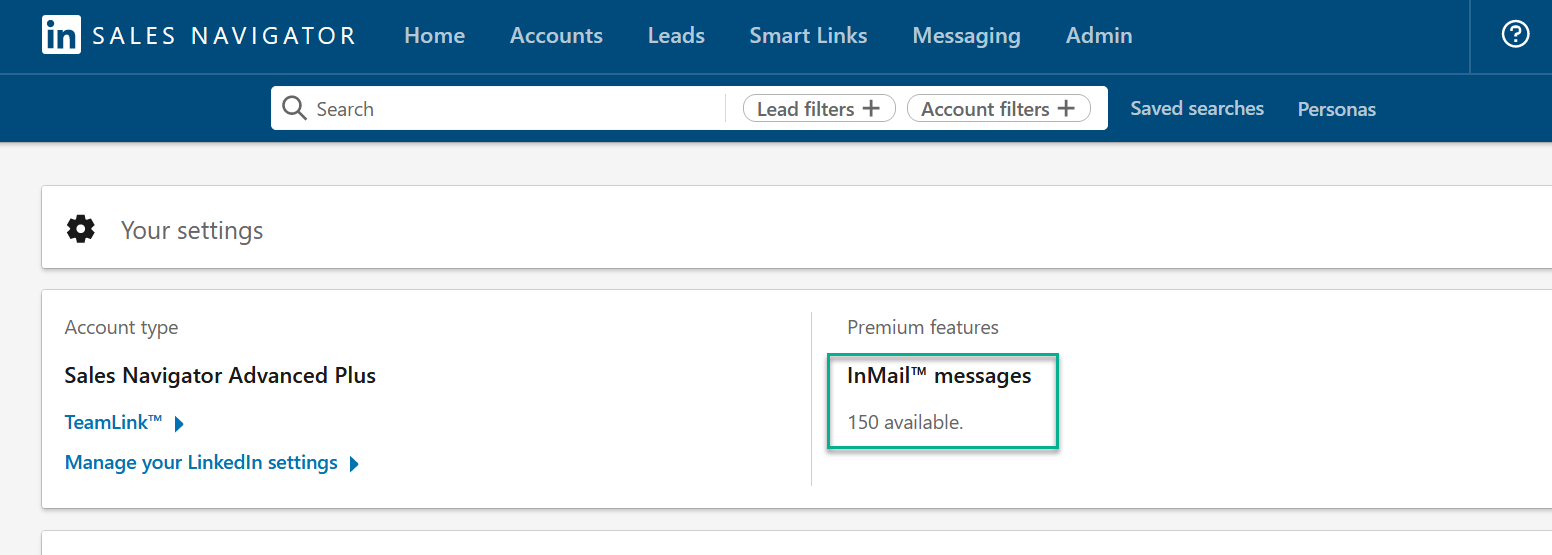 sales navigator inmail limit