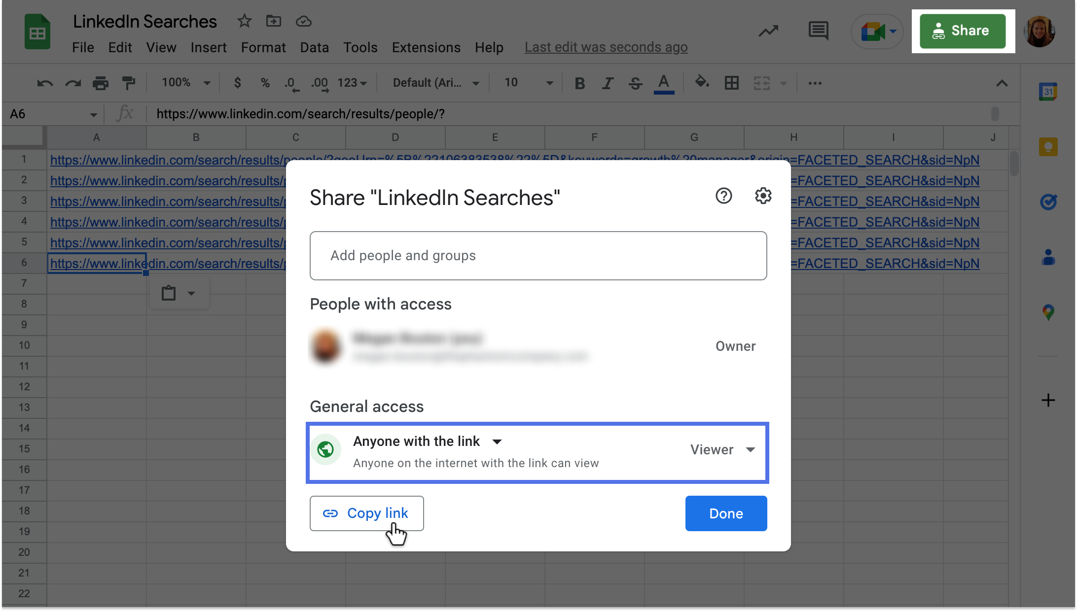 sheet sales navigator searches