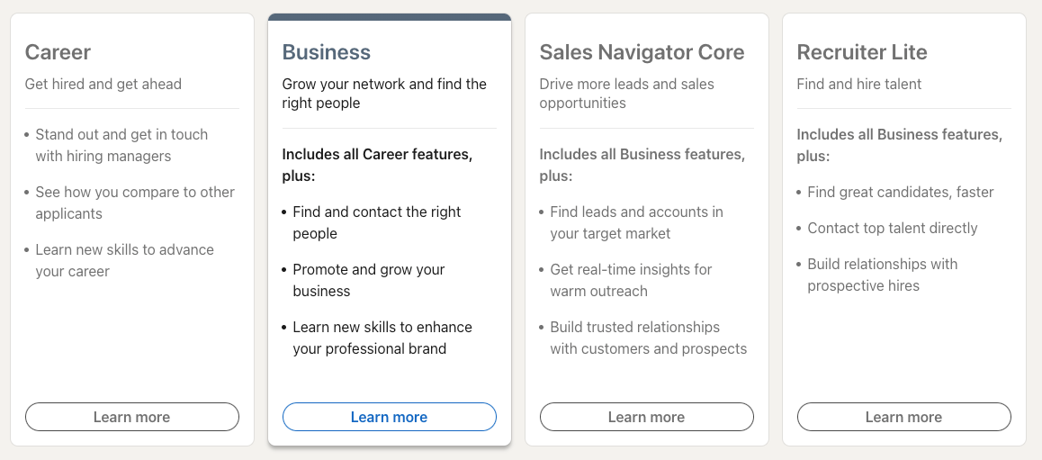 linkedin premium business account