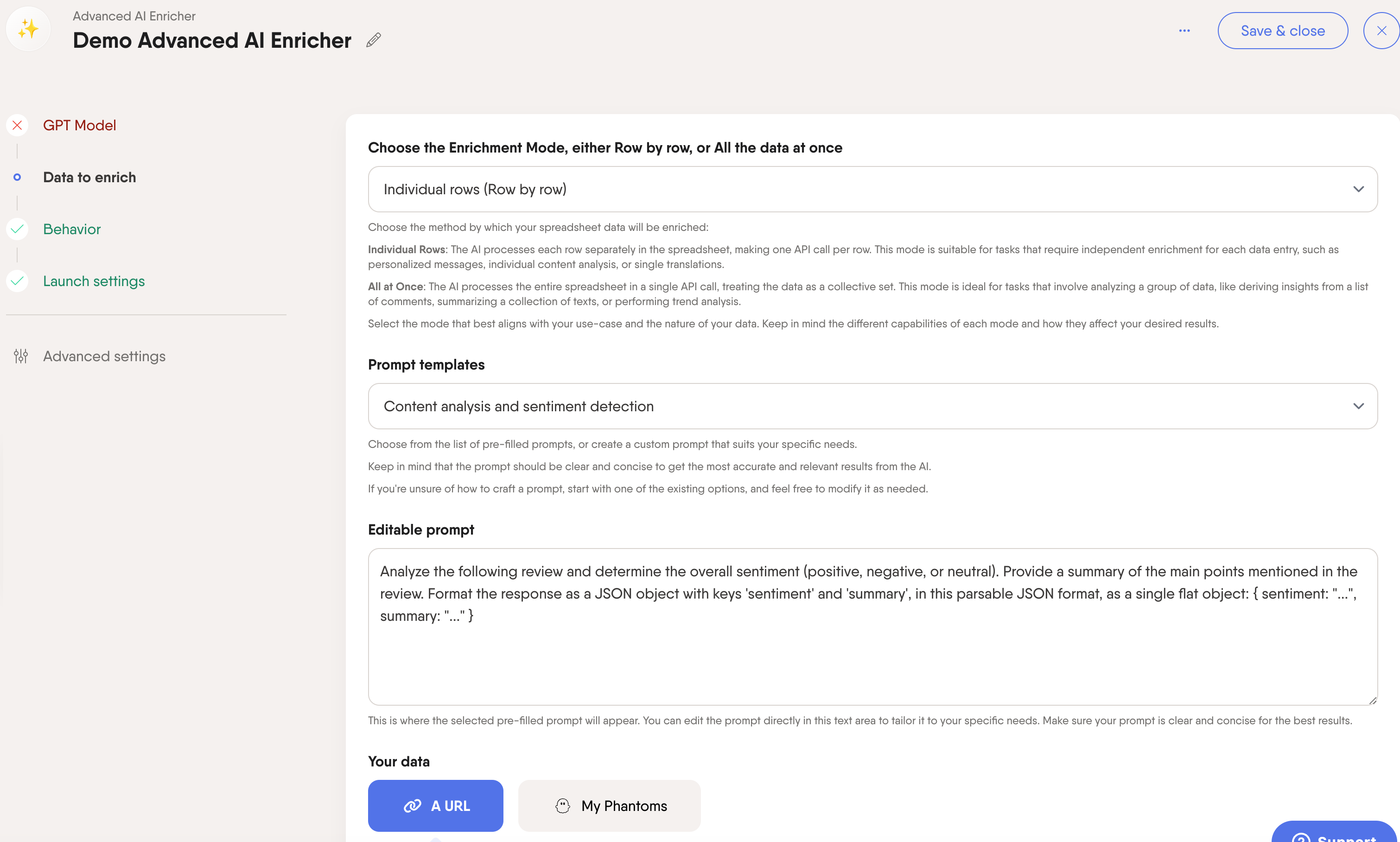 advanced ai enricher analyze sentiment prompt