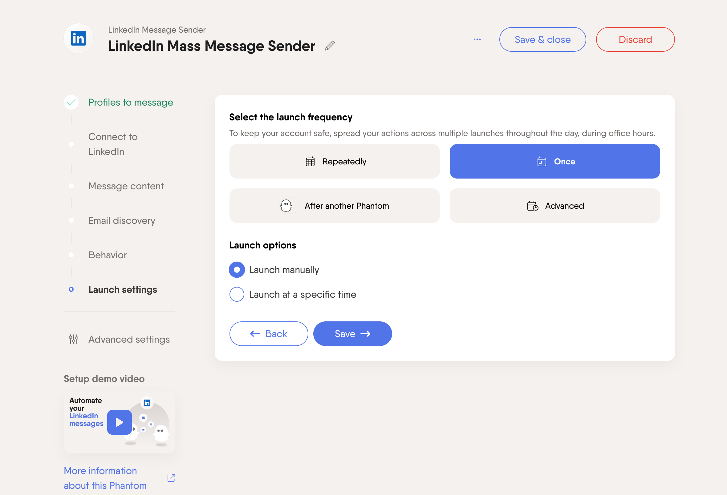 linkedin mass message sender phantom frequency