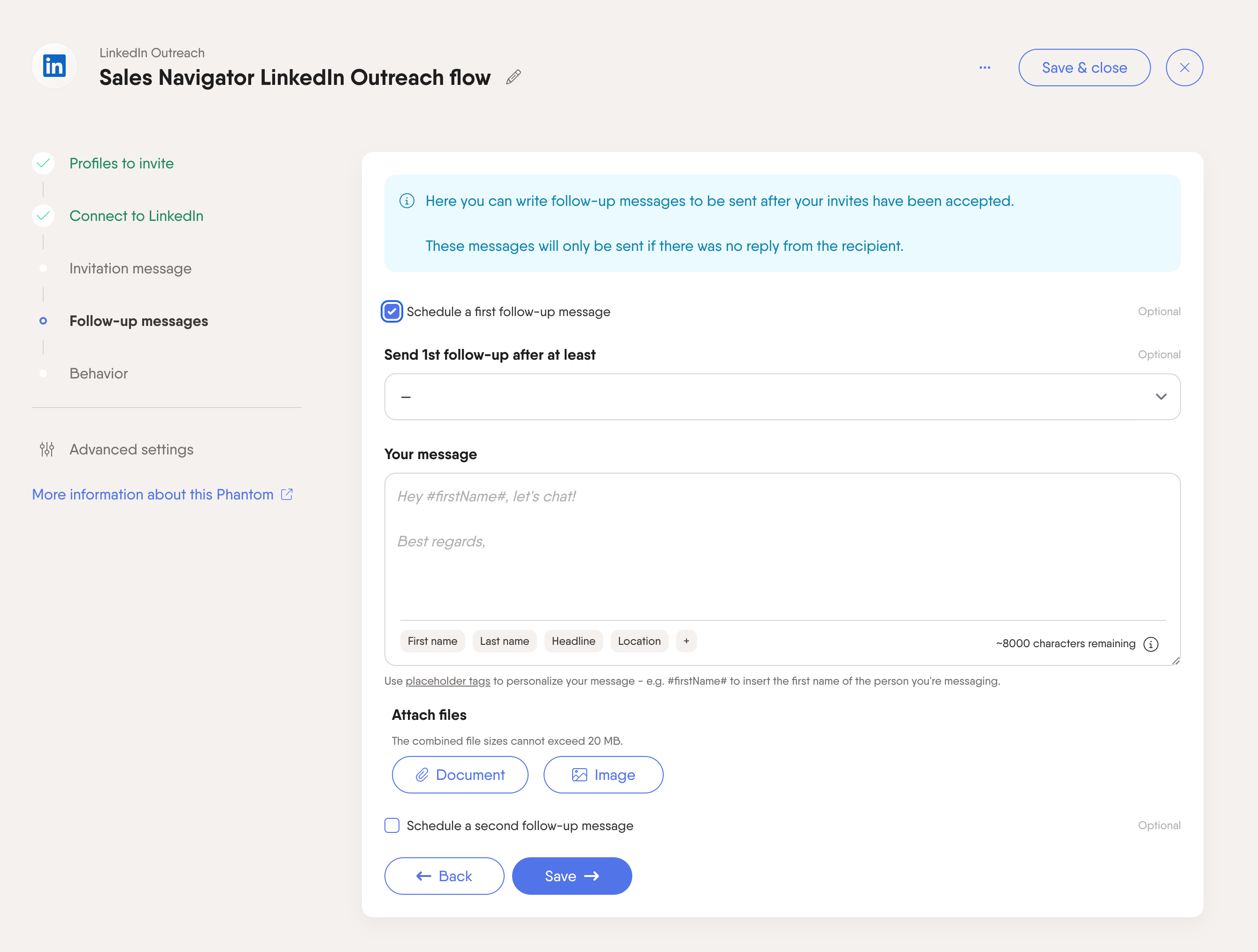 sales navigator outreach flow phantom