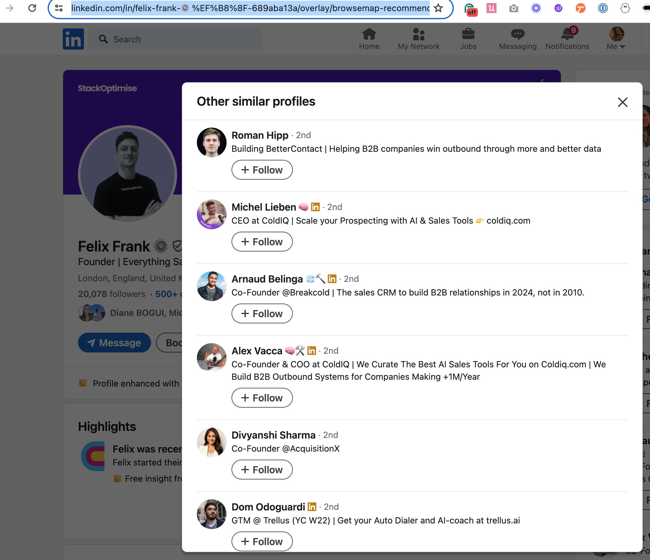 similar profiles linkedin