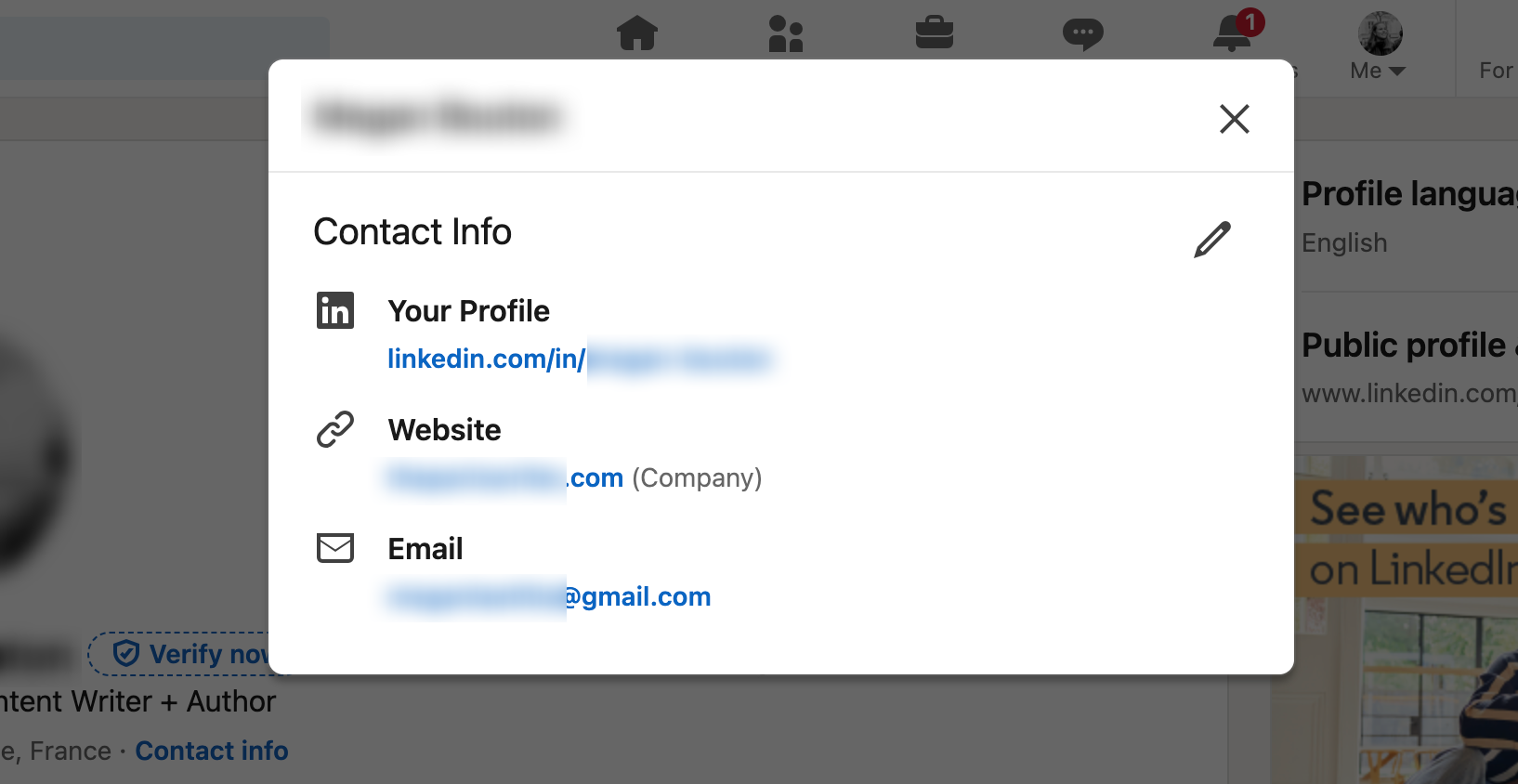 personal email in linkedin