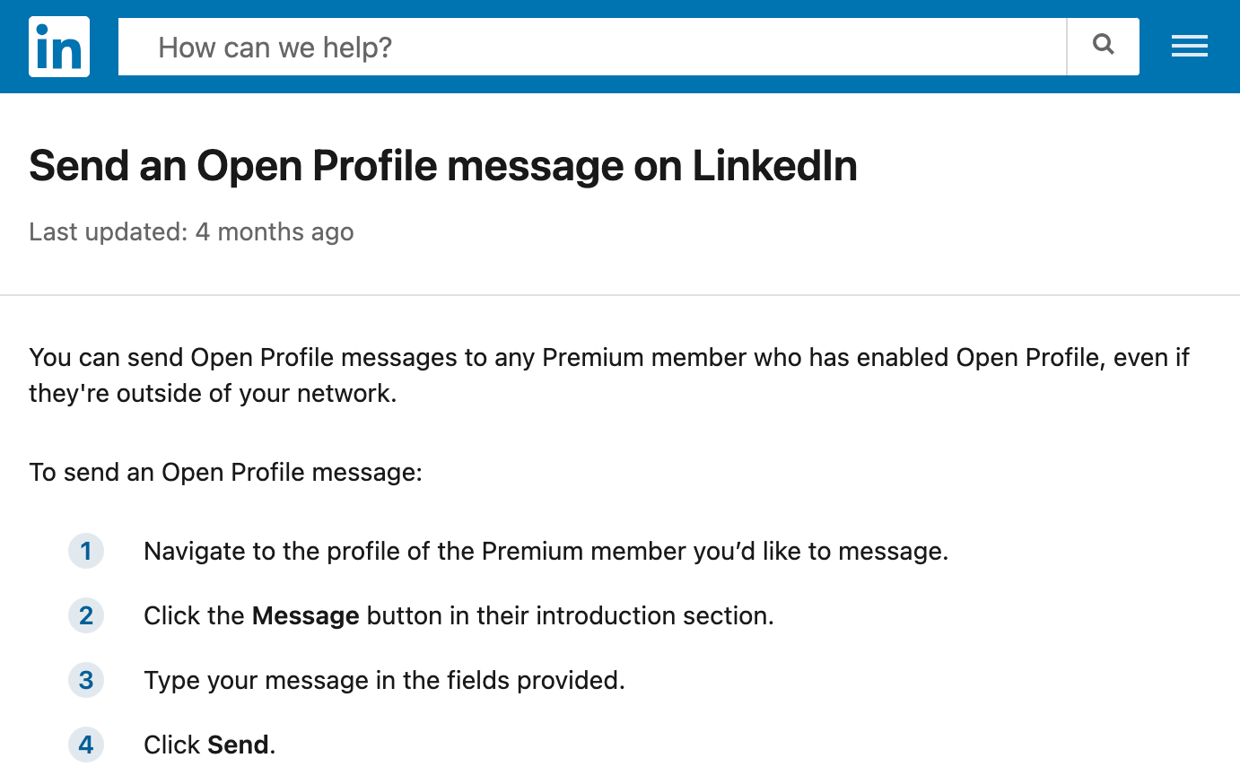 linkedin open profile instructions