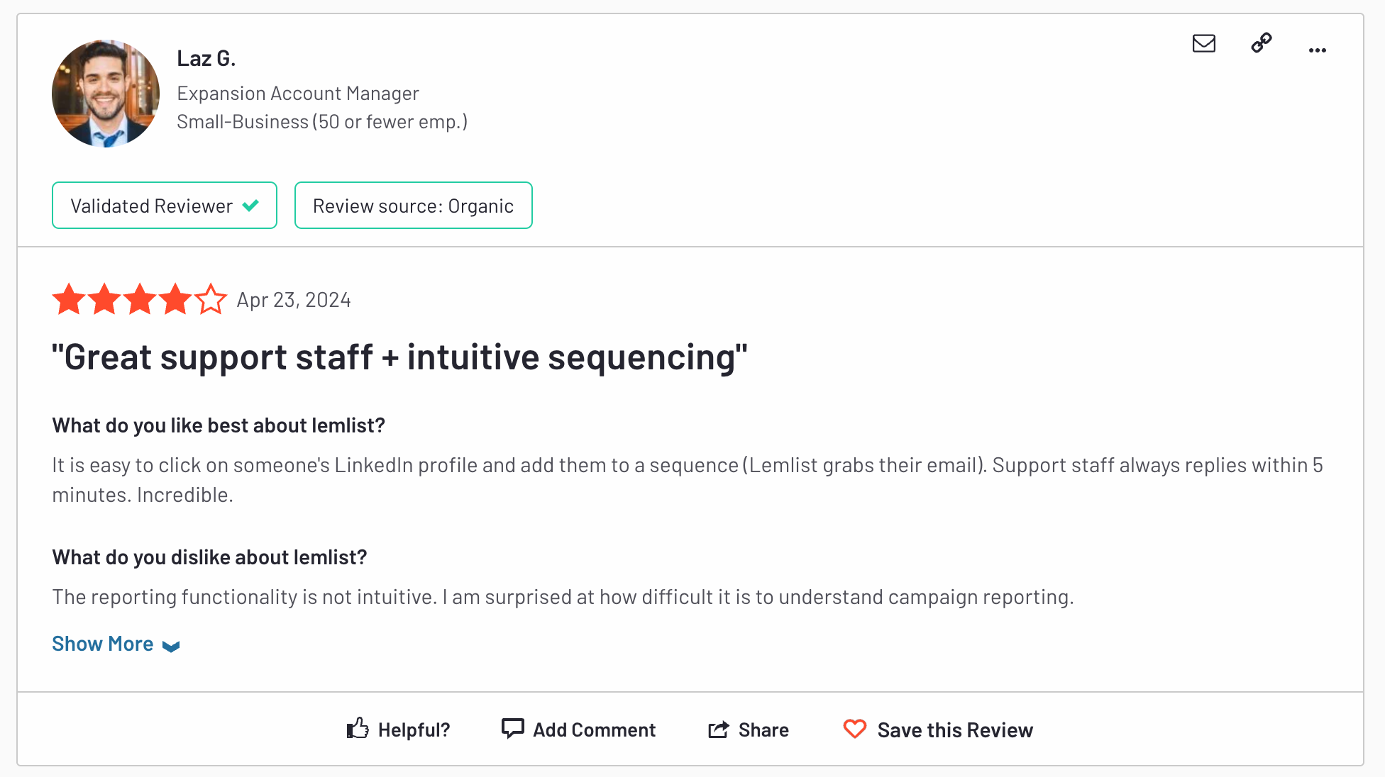 lemlist review bad reporting