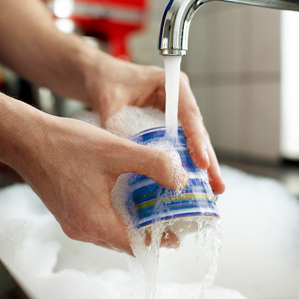 Washing the dishes