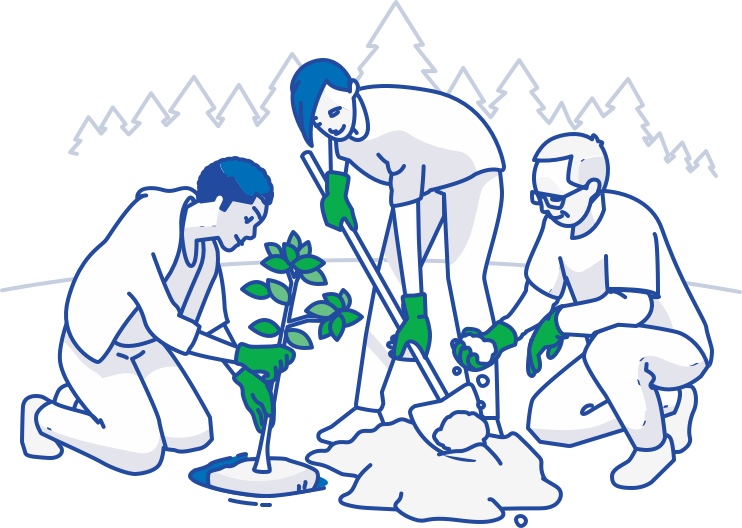 People planting plants