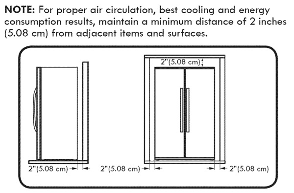refrigerator cabinet clearance needed for proper airflow