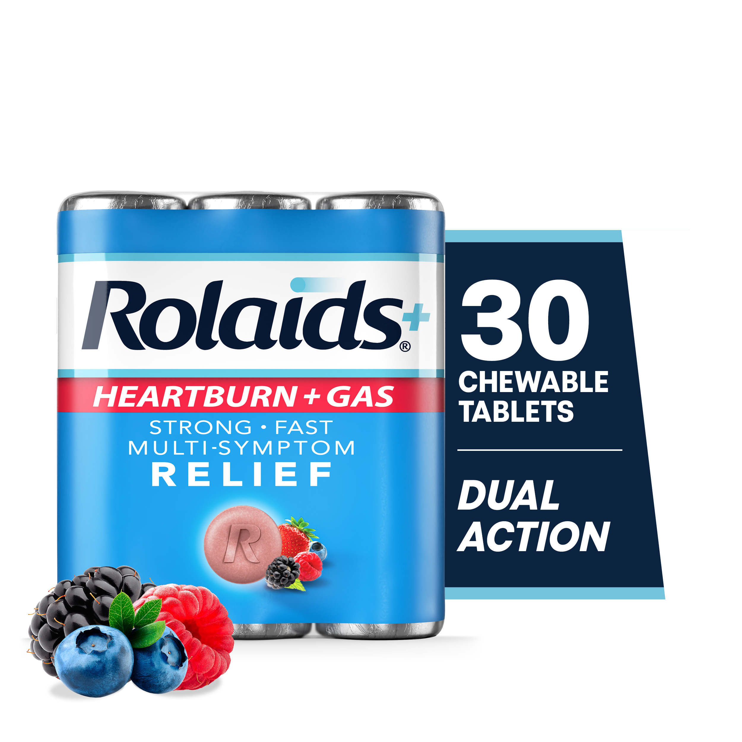 Rolaids® Heartburn + Gas / Advanced Chewable Tablets - Assorted Berries 3x10ct