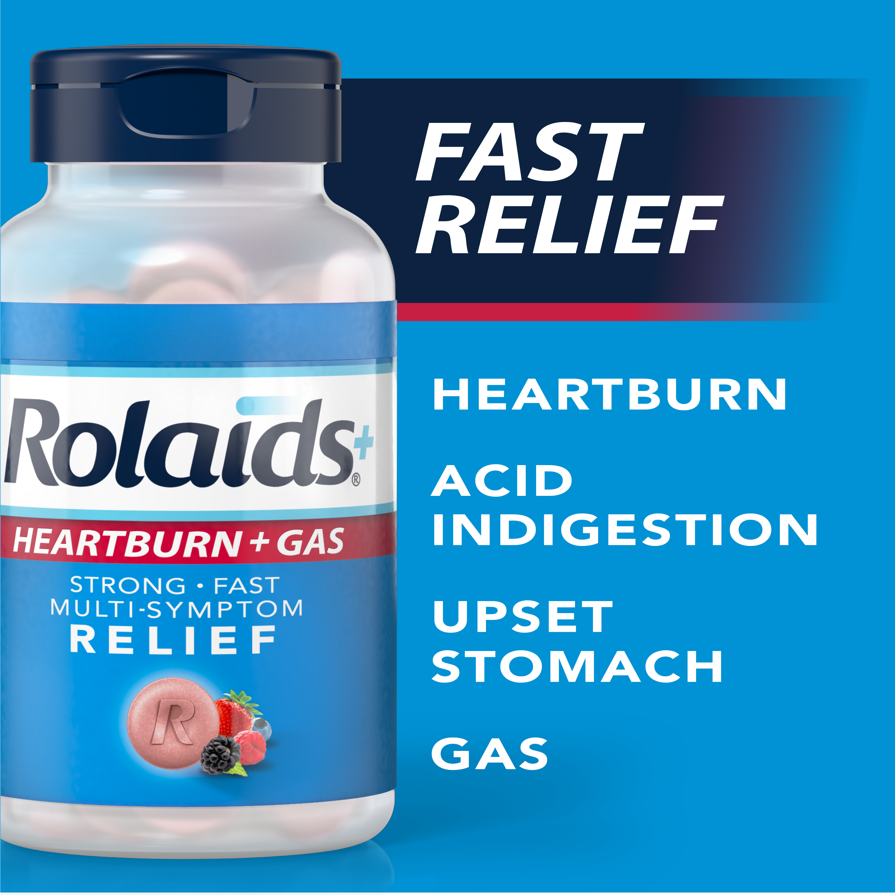 Rolaids® Advanced Antacid Plus Anti-Gas Chewable Tablets - H+G Bottle Berry - 117077802