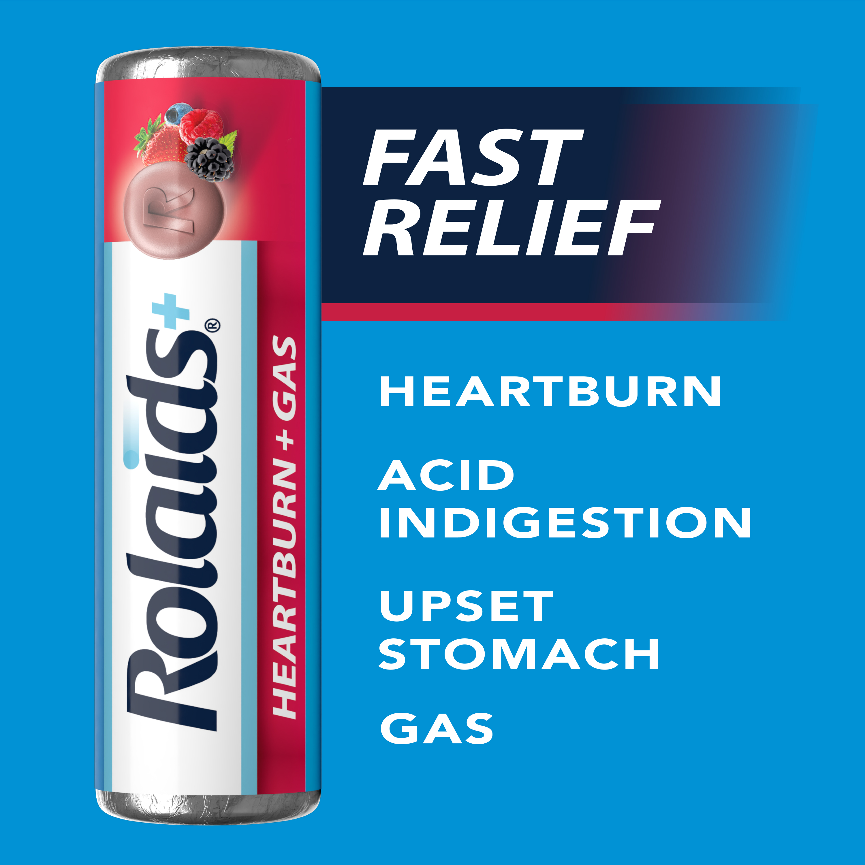 Rolaids® Advanced Antacid Plus Anti-Gas Chewable Tablets - H+G 1x10 Berry - 117077599