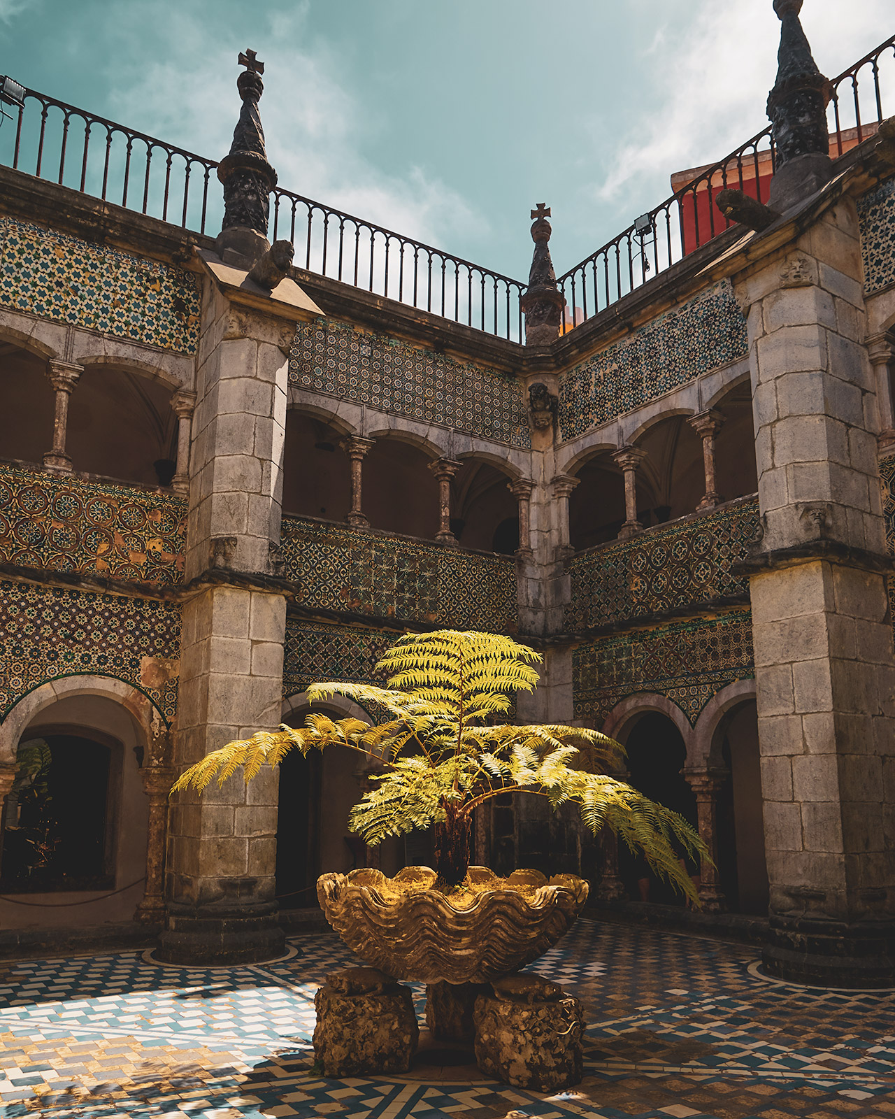 The courtyard at the Pena Palace's cloister.