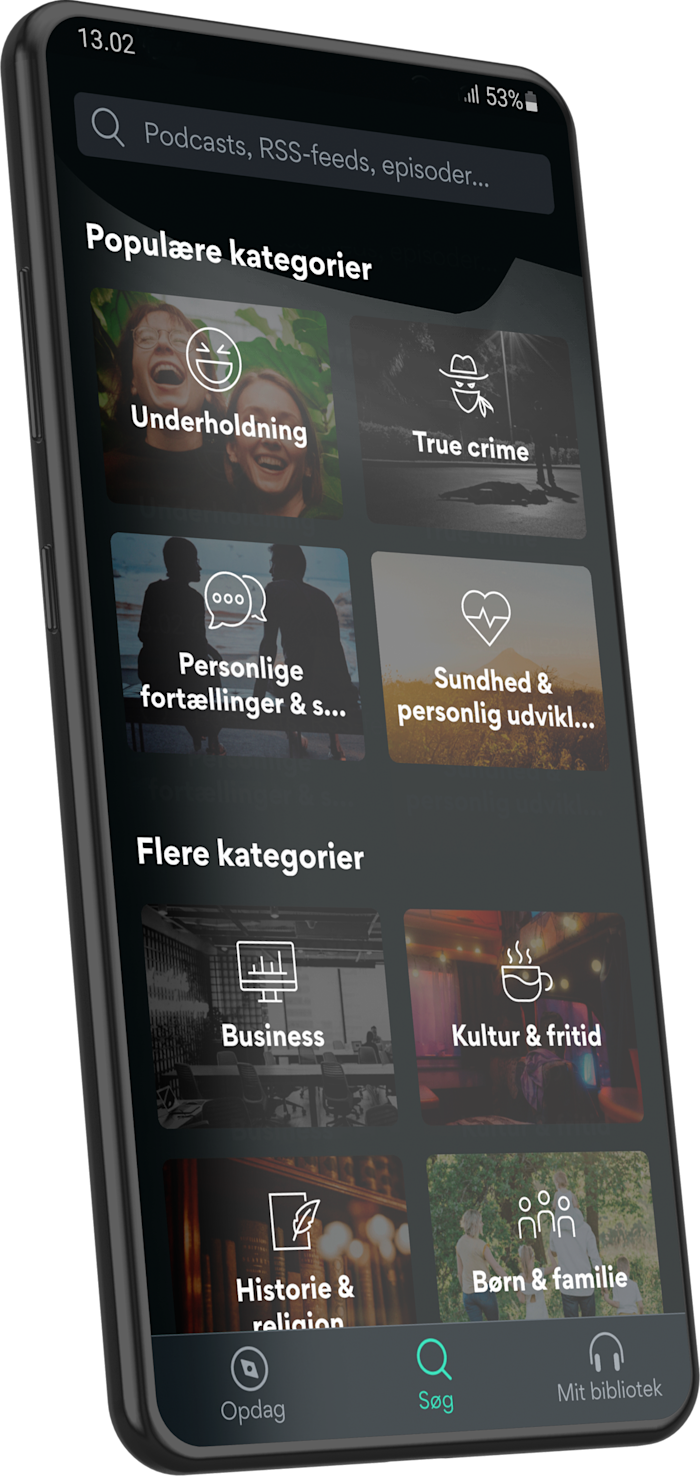 Screenshot af podcastkategorier