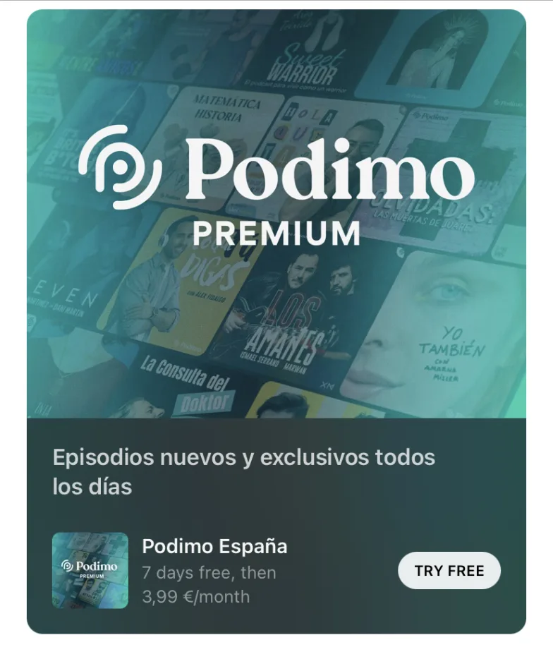 Podimo Spain launches its Apple Podcasts Channel to land off over 170 new markets