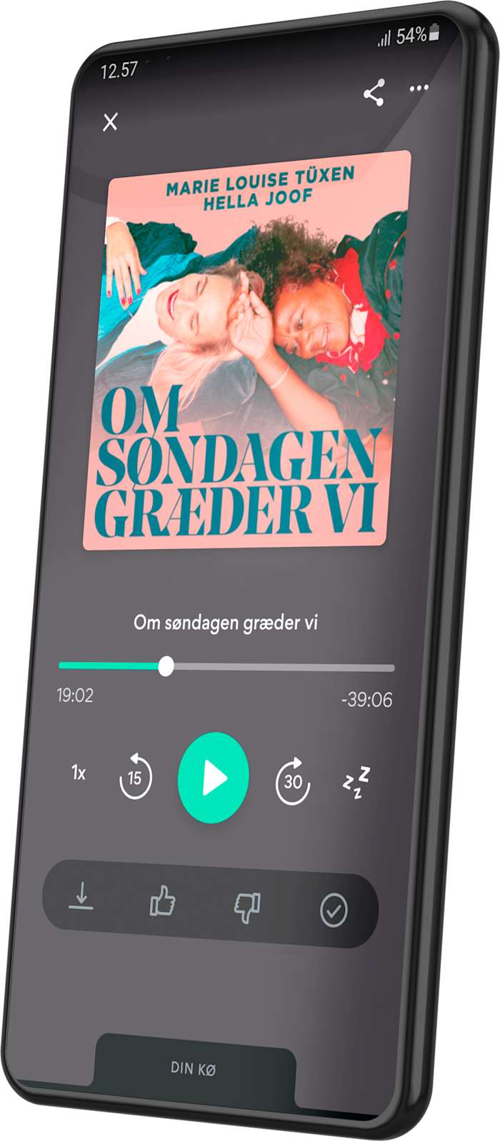 iPhone der afspiller podcasten Om søndagen græder vi