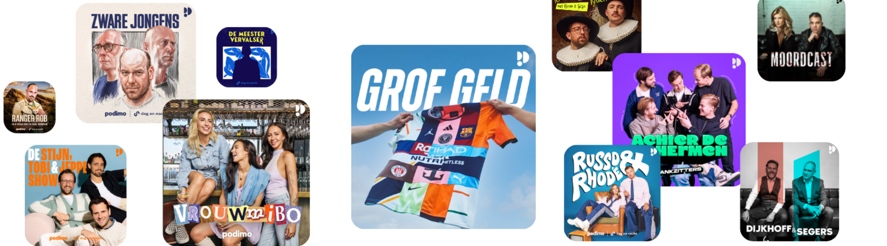Beste podcast van 2025 Podimo Grof geld, de nummer 1 aller tijden, Bankzittters, moordcast, Vrouwmibo, Zware jongens, Ranger rob, de meestervervalser, russo & Rhode, DIjkhoff & Segers