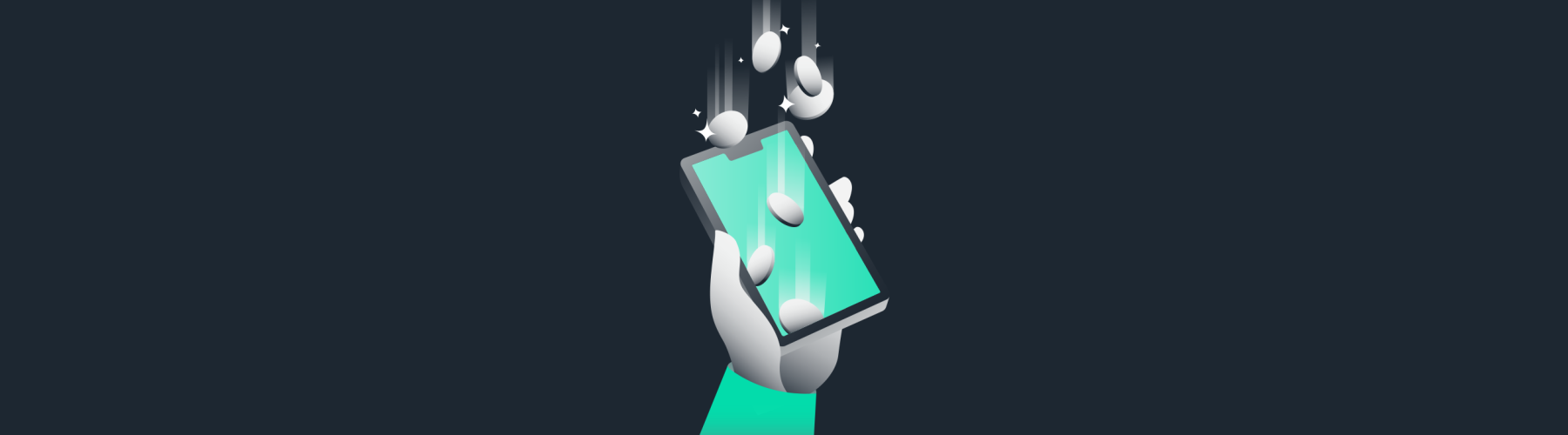 Illustration of a phone with money falling into it