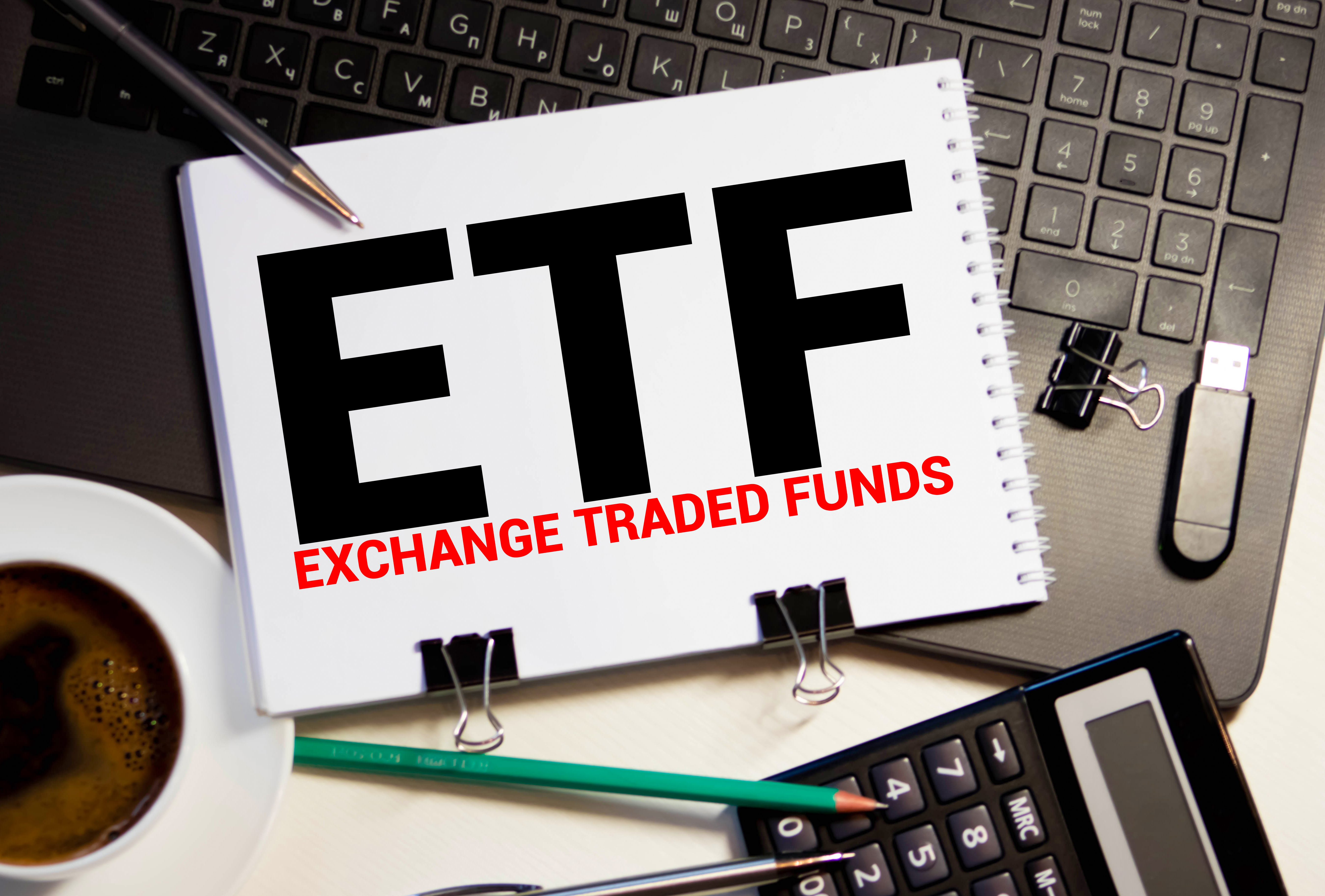 ETF Notepad on a keyboard