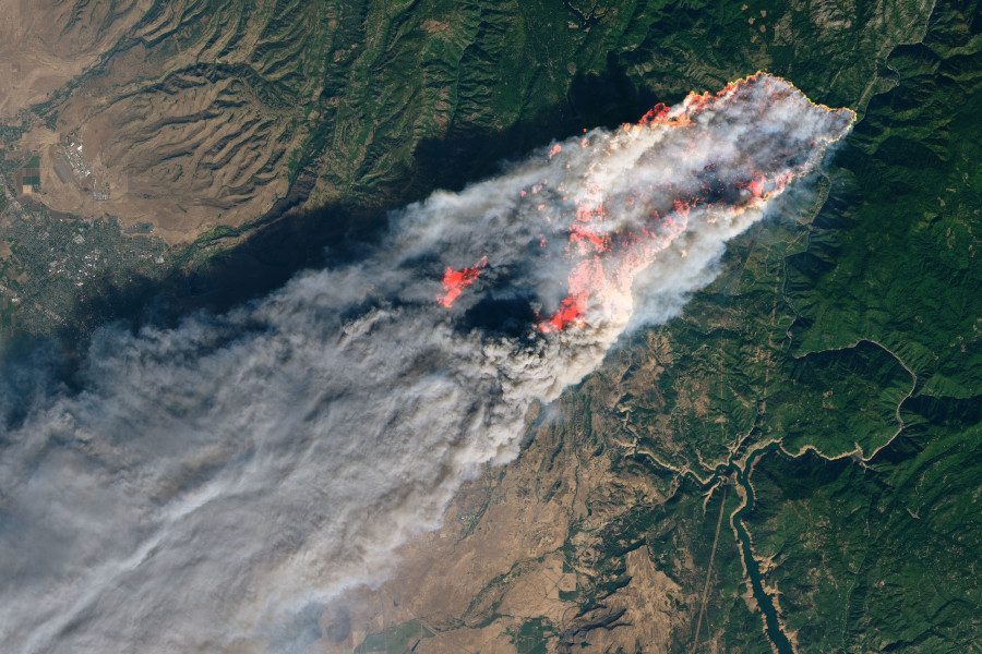 A satellite photo of a massive fire.