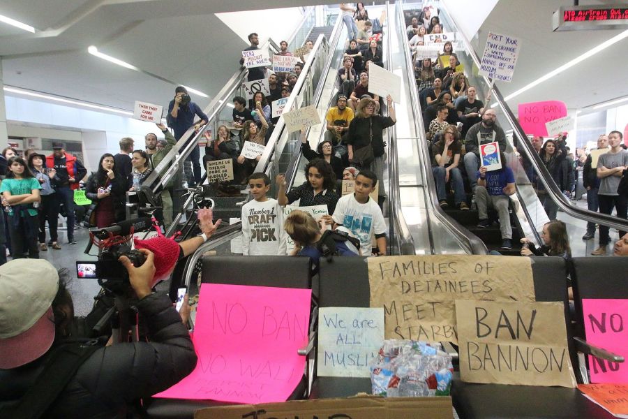 Protests against Trump's "Muslim Ban" at SFO airport.