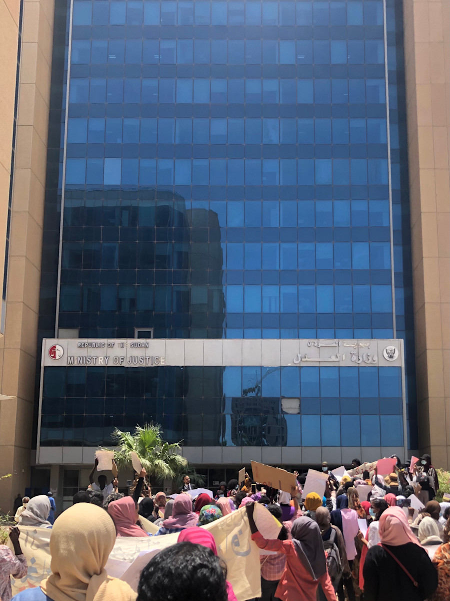Women march on the Ministry of Justice. Khartoum, April 9, 2021. Photo courtesy of the author.