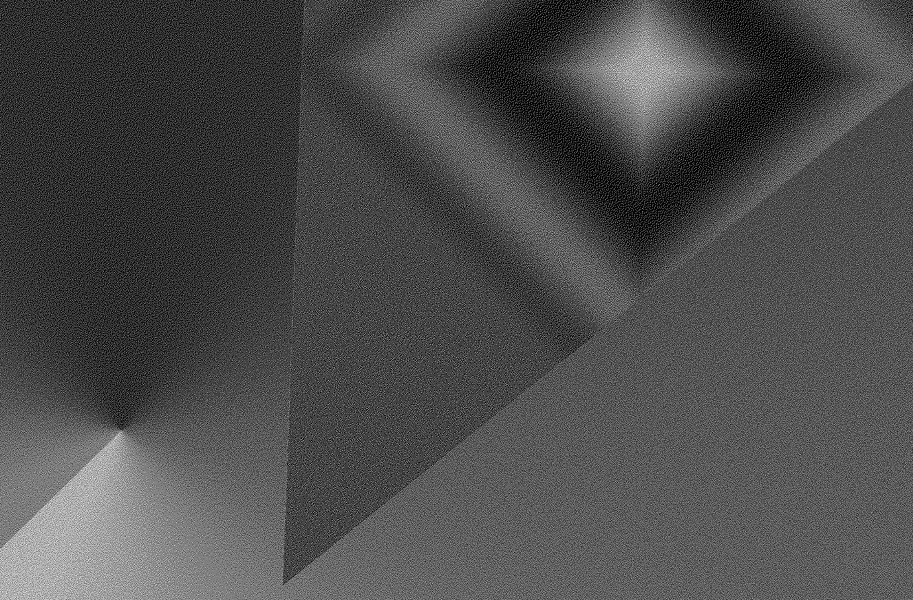 An abstract image of a greyscale gradient triangle on top of a greyscale gradient background.
