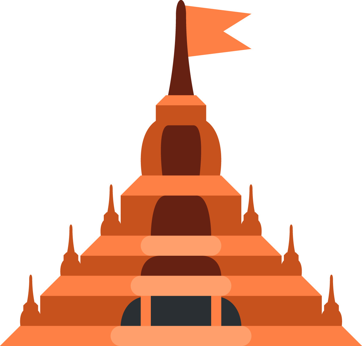 Twitter emoji of a Hindu temple, with an orange flag at the top.