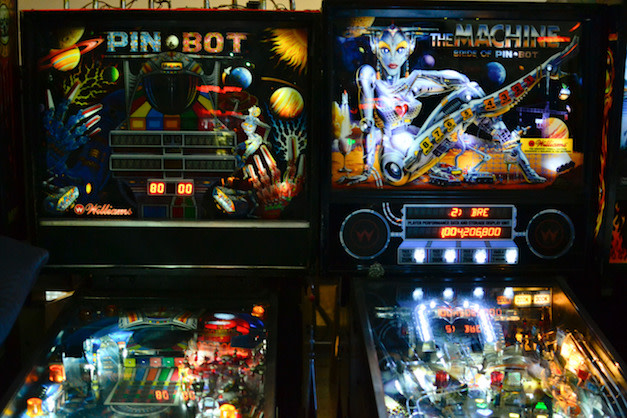 A photo of pinball machines.