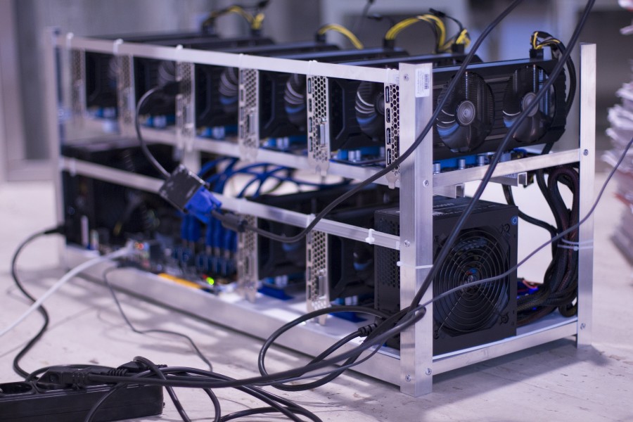 A photo of a Bitcoin mining rig.