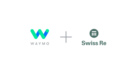 Waymo and Swiss Re logo lockup