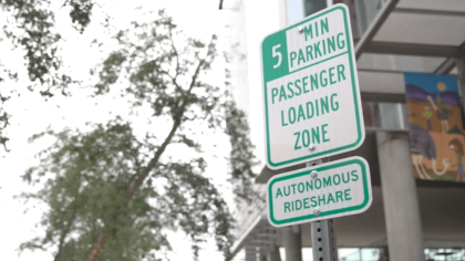 A photo of the Autonomous rideshare passenger loading zone in the City of Chandler 