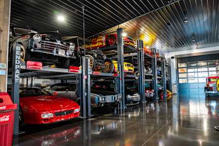 BendPak Four-Post Car Lifts in a Collector Garage