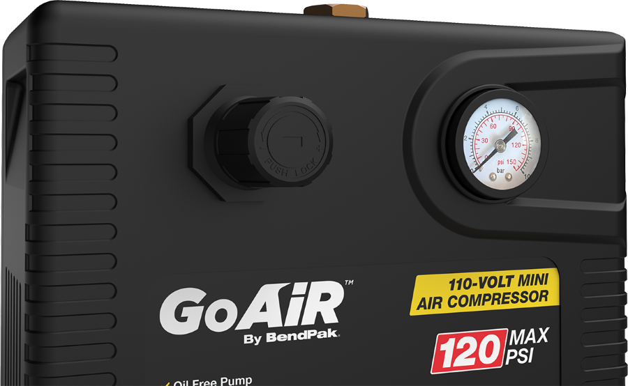 BendPak GoAir Mini Air Compressor Close Up Gauge