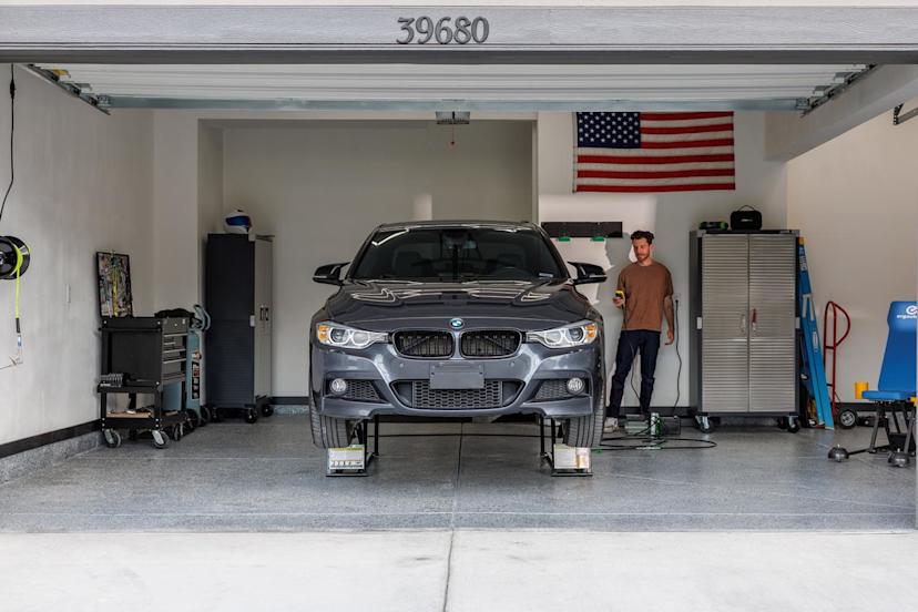 BMW Raised on QuickJack in Home Garage