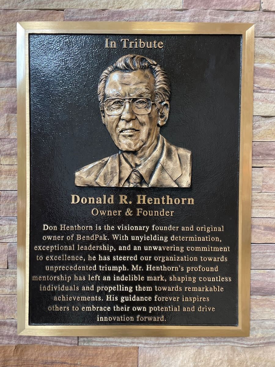 Don Henthorn Tribute Plaque BendPak Founder Memorial