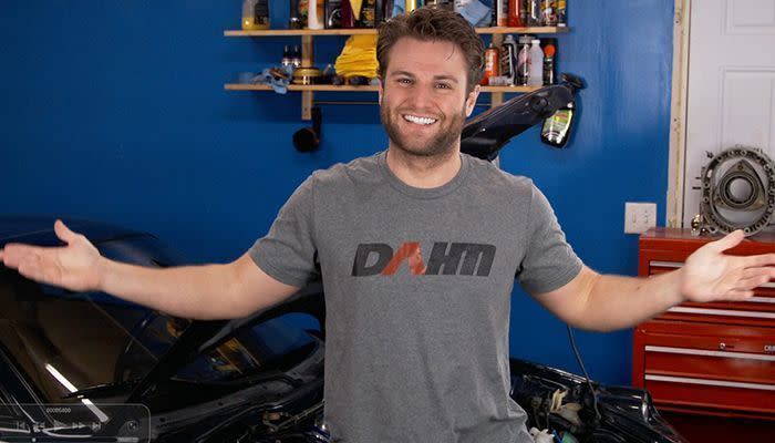 Rob Dahm in Garage with Performance Car Build